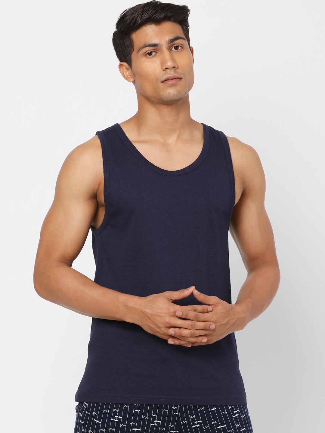 

Ajile by Pantaloons Men Navy Blue Innerwear Vest