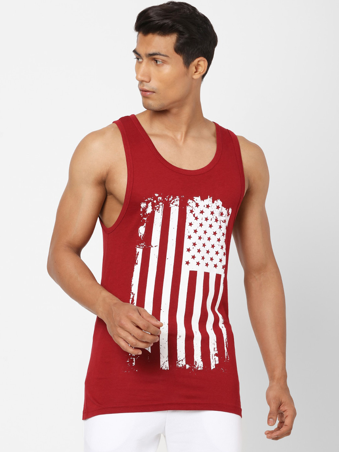 

Ajile by Pantaloons Men Red & White Printed Innerwear Vests