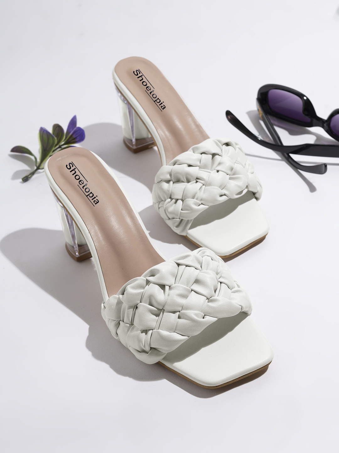 

Shoetopia White Block Mules