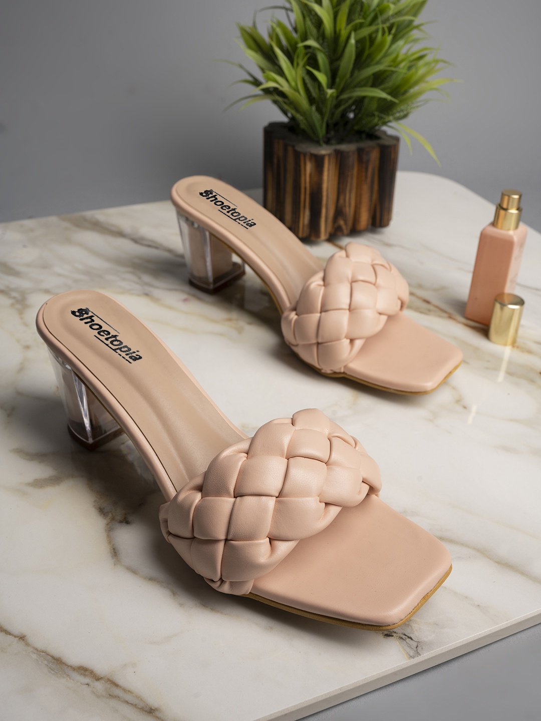 

Shoetopia Peach-Coloured Block Sandals