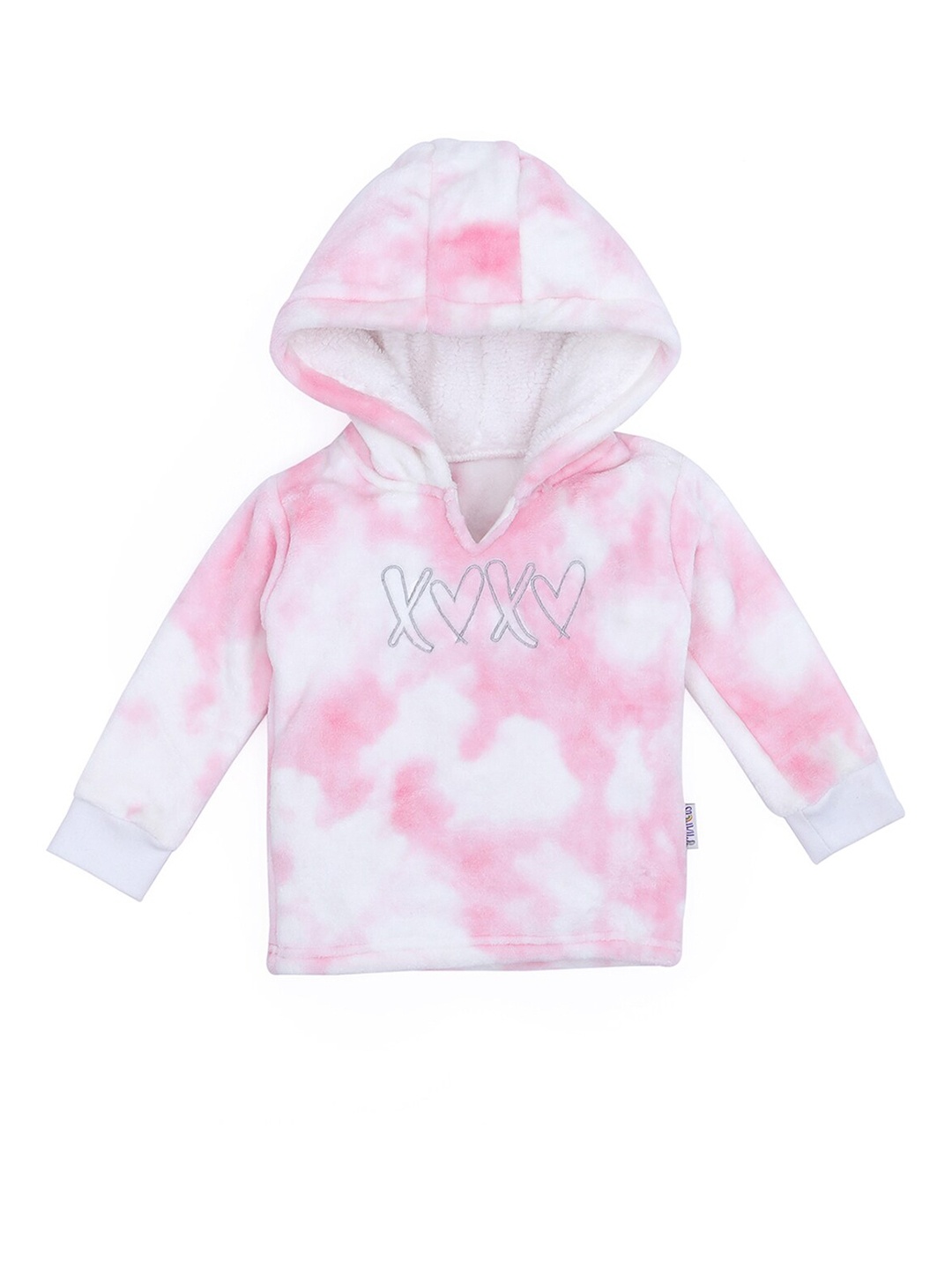 

MiArcus Unisex Kids Pink Printed Hooded Sweatshirt