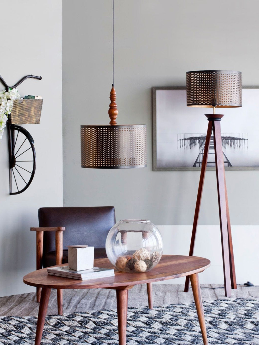 

THE ARTMENT Black & Brown Retro Cycle With Basket Wall Decor