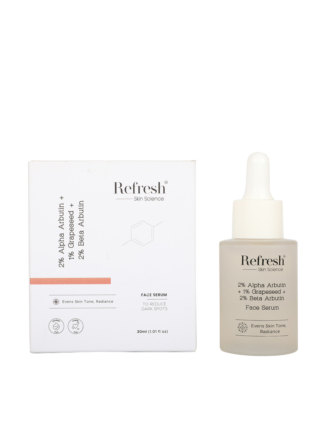 

Refresh Skin Science Women White 2% Alpha Arbutin -1% Grapeseed - 2% Beta Arbutin Face Serum