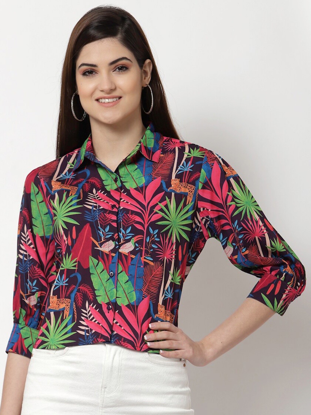 

Style Quotient Women Multicoloured Contemporary Boxy Floral Printed Casual Shirt, Multi