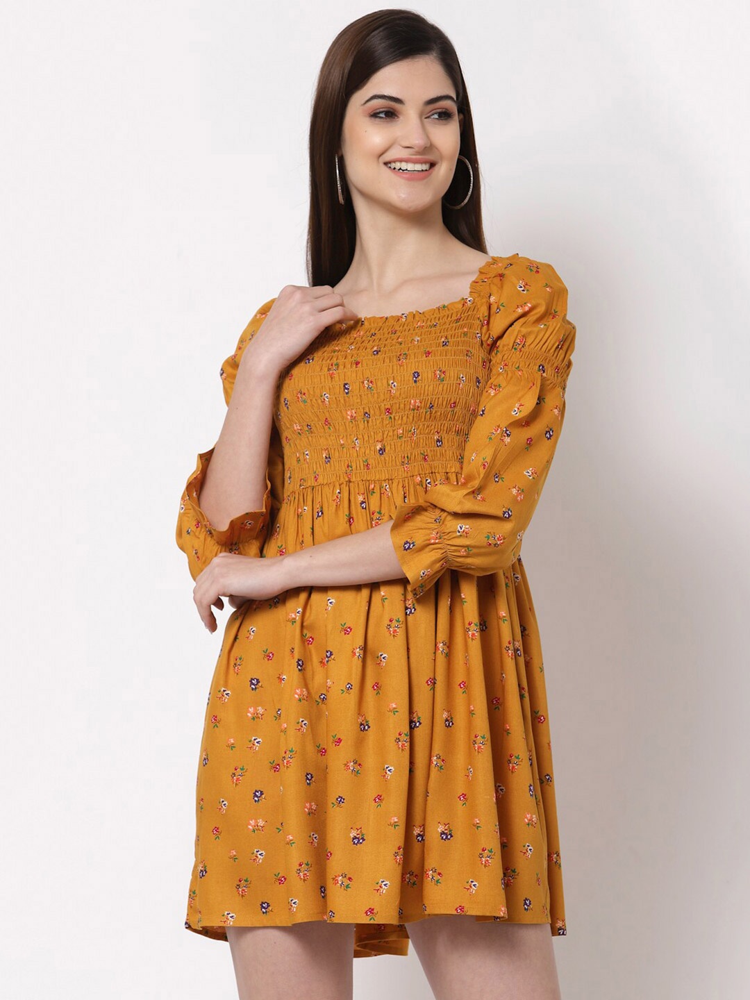 

Style Quotient Yellow Floral Mini Dress