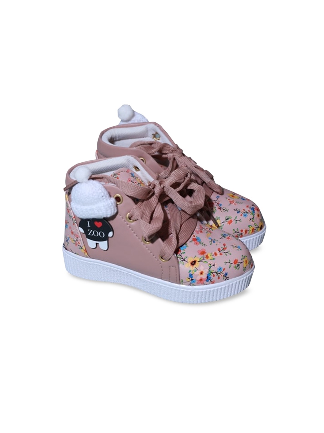 

Buckled Up Girls Peach-Coloured Printed Sneakers