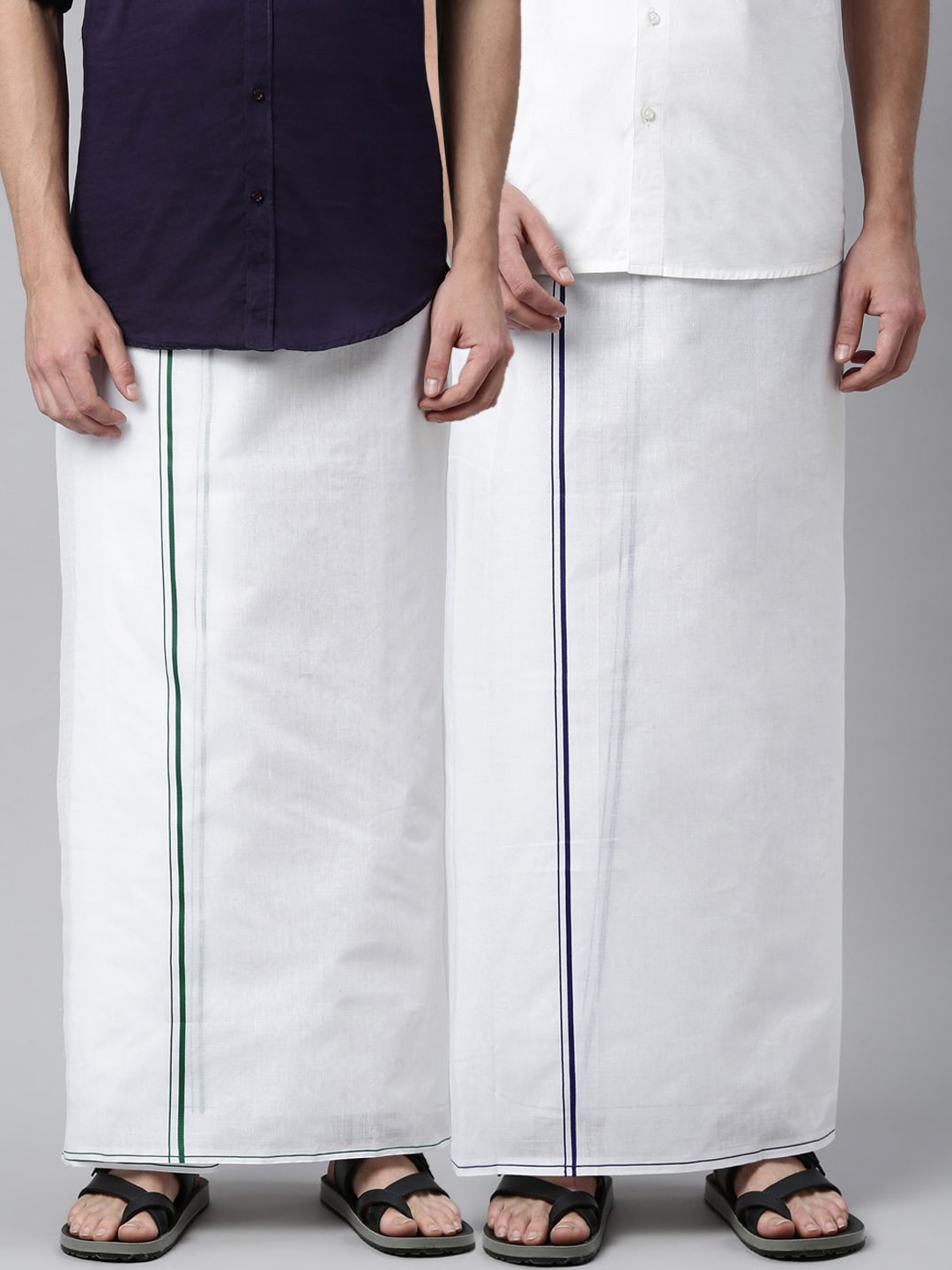 

WHITE HEART Pack of 2 Men White Solid Pure Cotton Dhoti