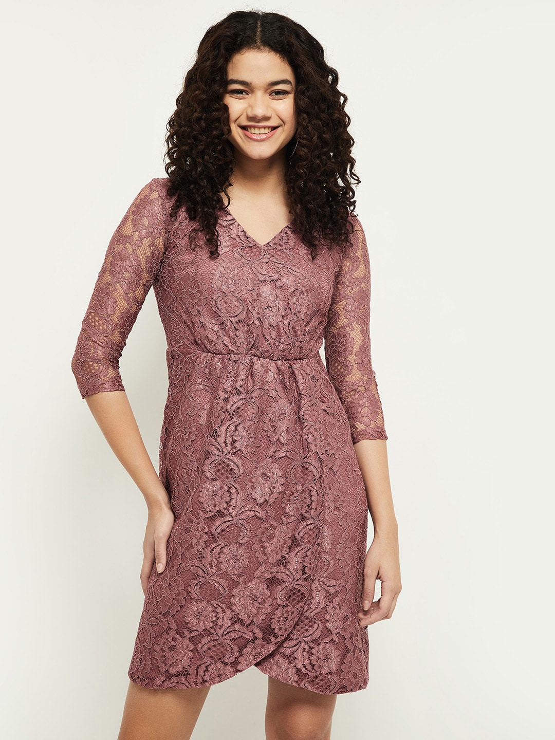 

max Purple Self Design Dress