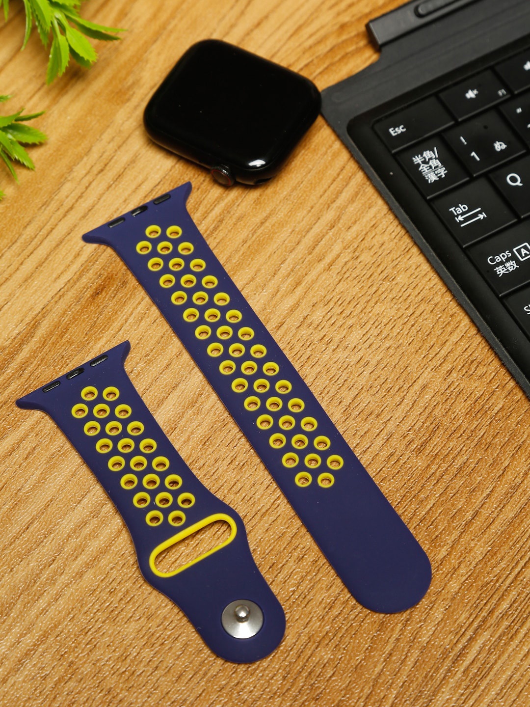 

MUTAQINOTI Blue & Yellow Patterned 44mm Silicon Watch Straps