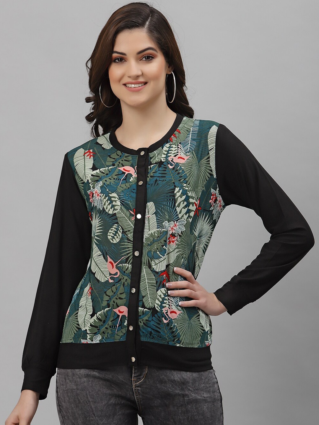 

armure Green Floral Printed Top