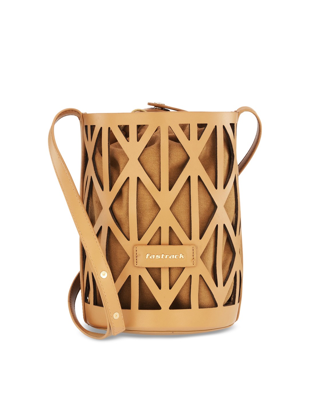 

Fastrack Tan Geometric PU Structured Sling Bag