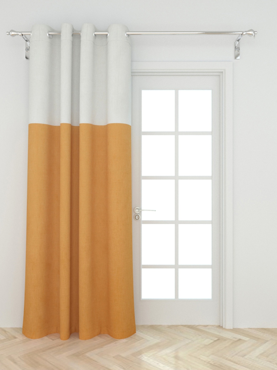 

Home Centre Mustard & White Colourblocked Door Curtain