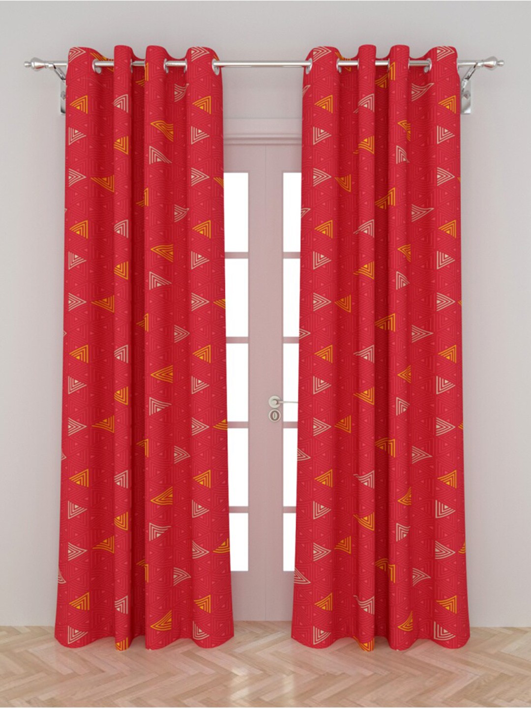 

Home Centre Pink & Yellow Set of 2 Black Out Door Curtain