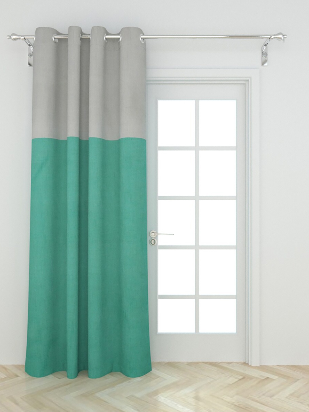 

Home Centre Teal & Grey Colourblocked Door Curtain
