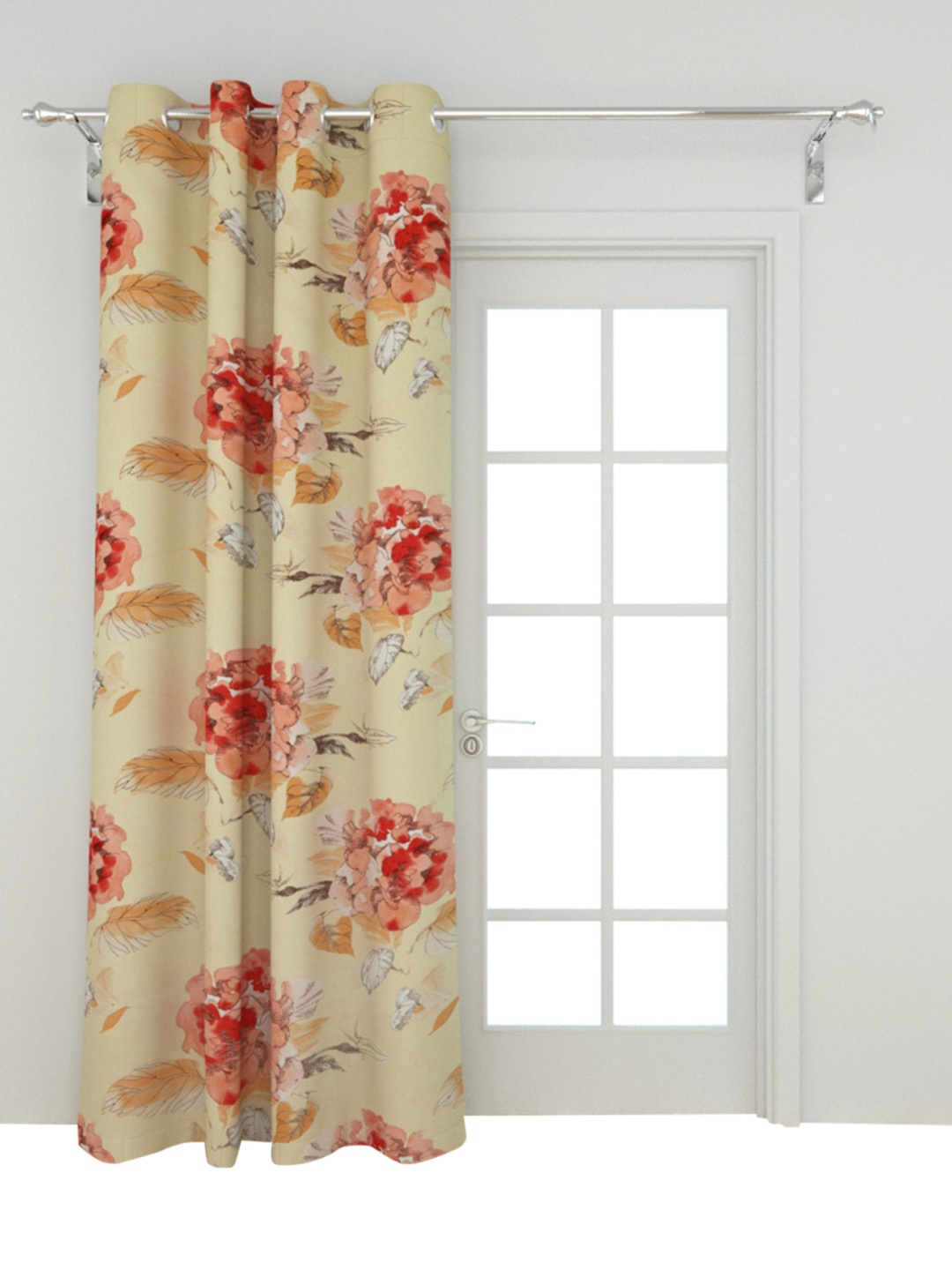 

Home Centre Red & Cream-Coloured Floral Door Curtain