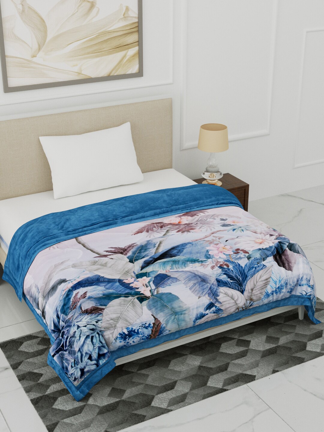 

Home Fresh Assorted & Blue Floral Heavy Winter Single Bed Comforter