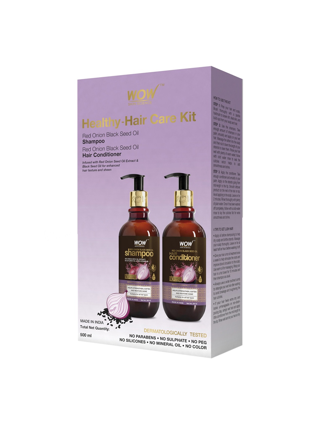 

WOW SKIN SCIENCE Onion Oil Shampoo & Conditioner Kit 500 ml, White