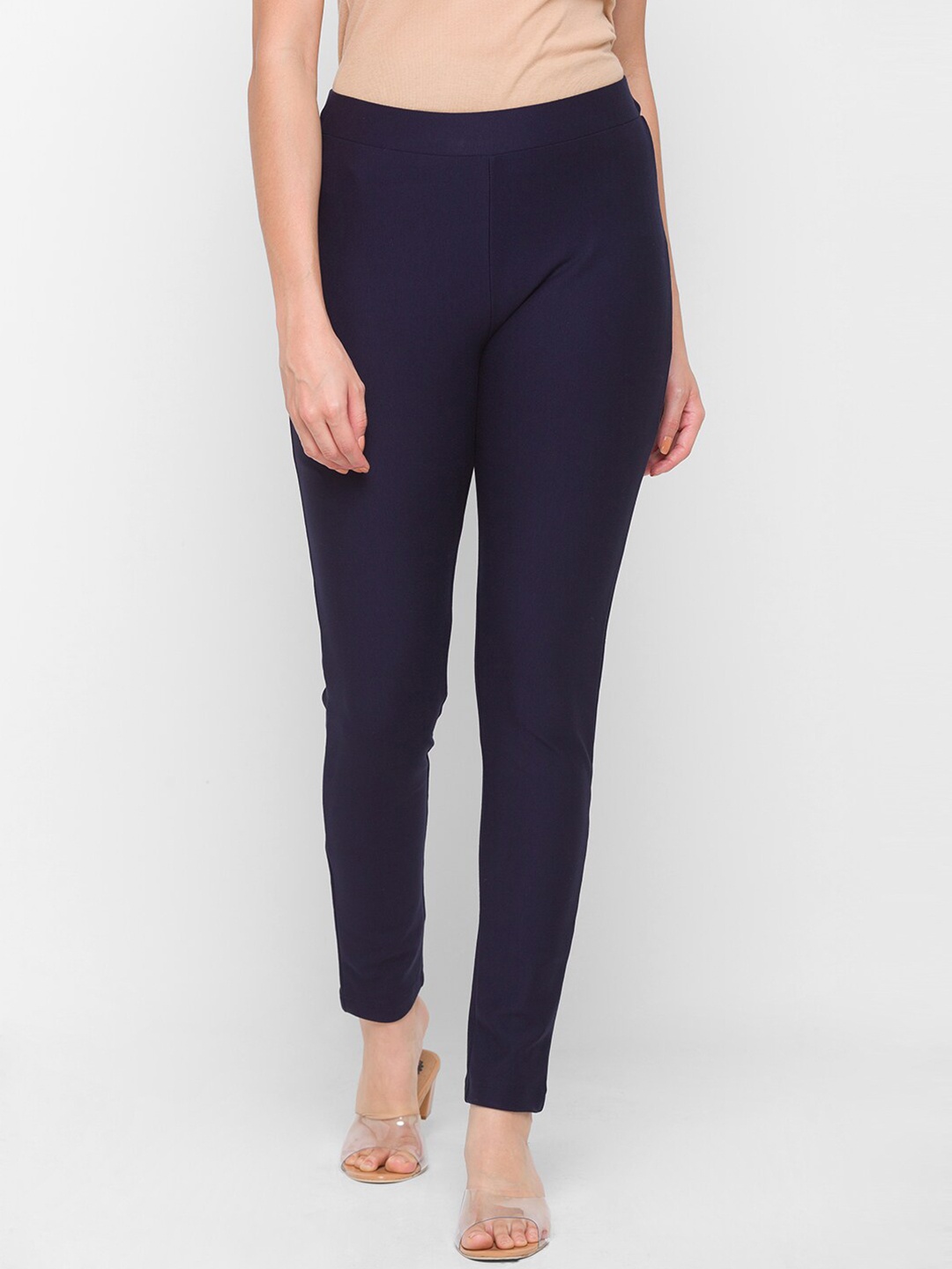 

Globus Women Navy Blue Solid Treggings