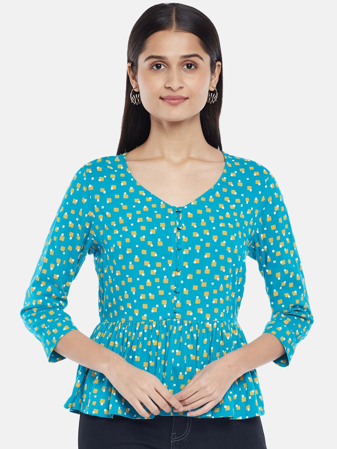 

People Blue Floral Print Top