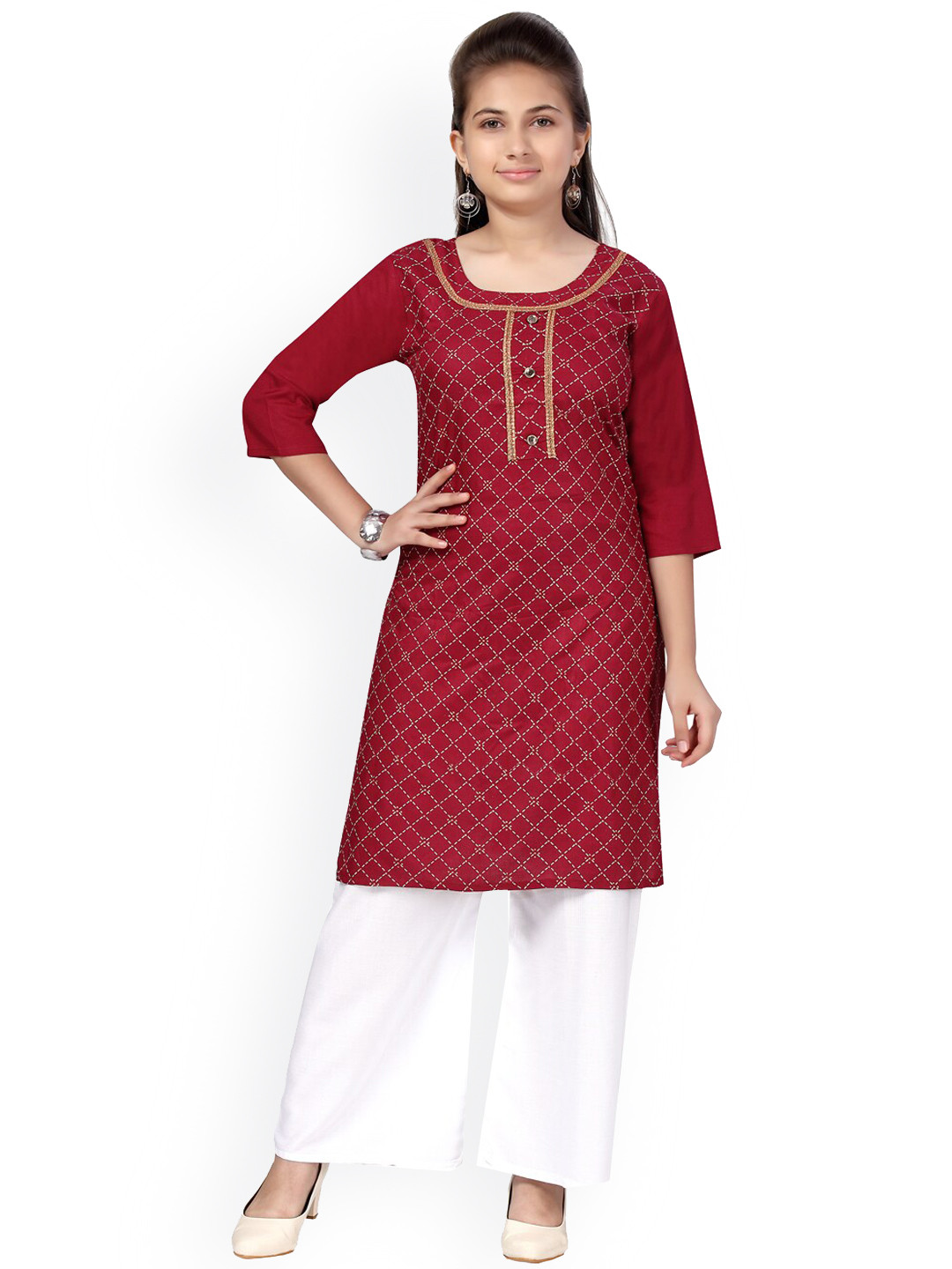 

Aarika Girls Purple Printed Pure Cotton Kurta with Churidar