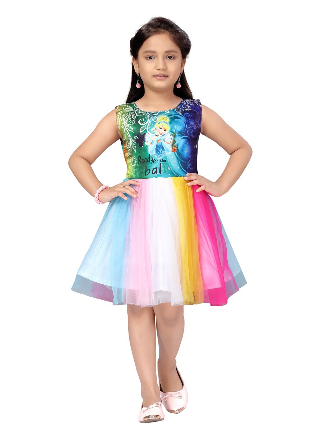 

Aarika Multicoloured & ghost white Net Dress, Multi