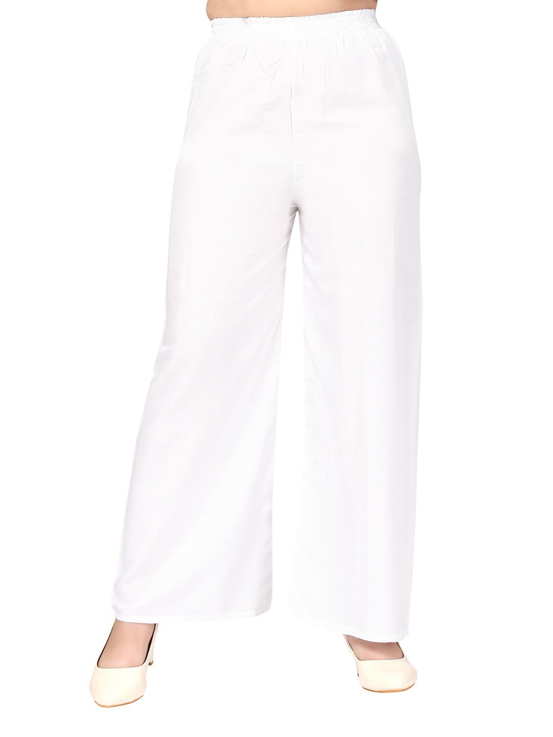 

Aarika Girls White Solid Cotton Handloom Palazzos