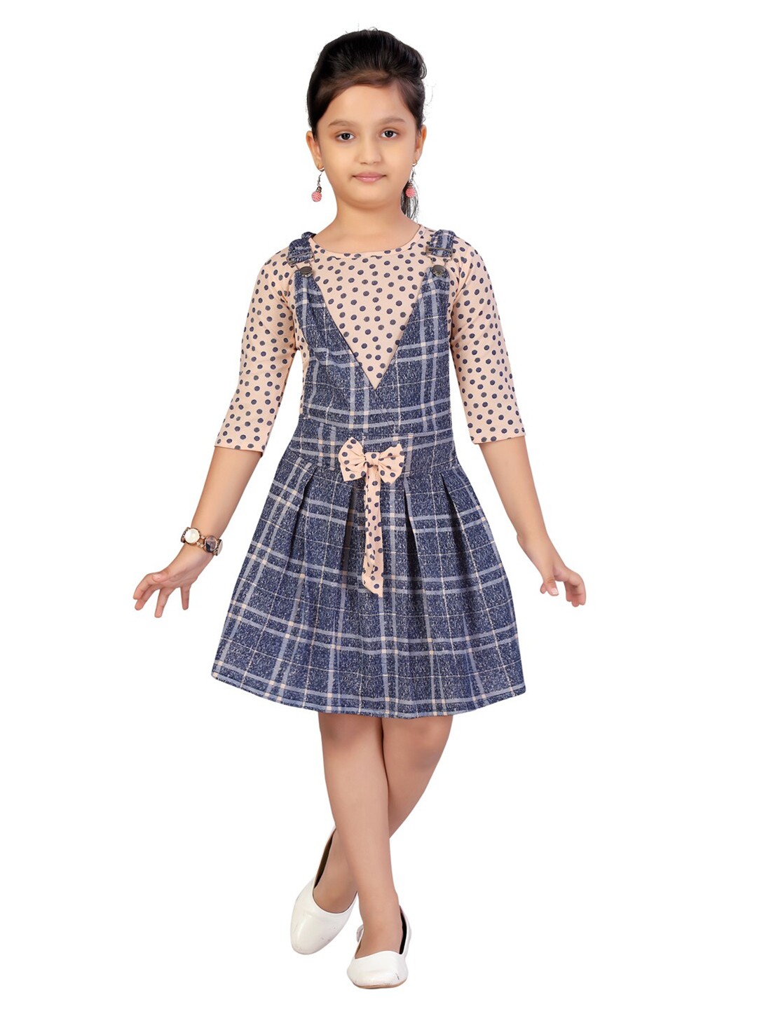 

Aarika Girls Peach-Coloured & Blue Printed Top