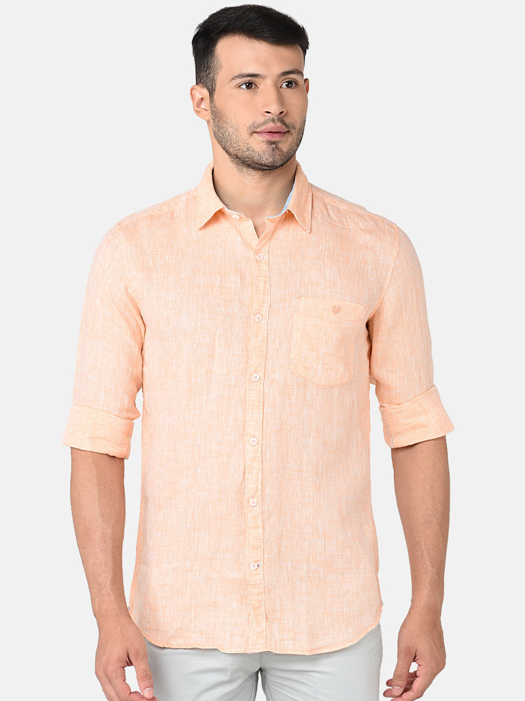 

J Hampstead Men Orange Classic Slim Fit Cotton Casual Shirt