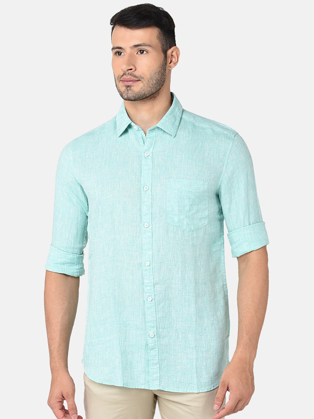 

J Hampstead Men Green Classic Slim Fit Casual Shirt