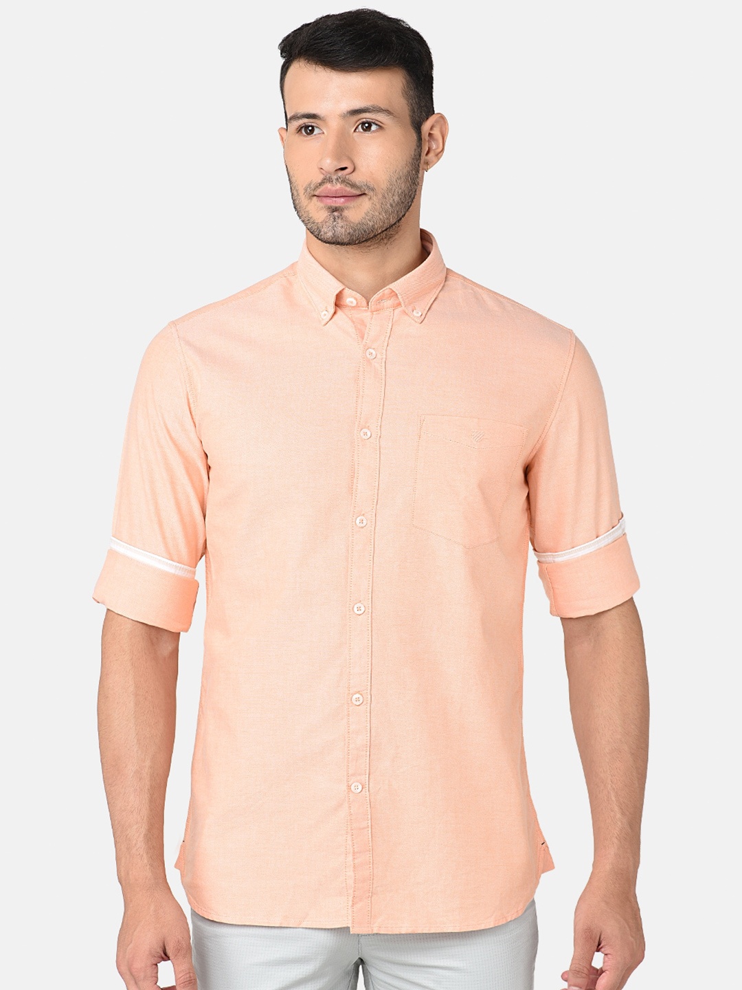 

J Hampstead Men Orange Classic Slim Fit Casual Shirt