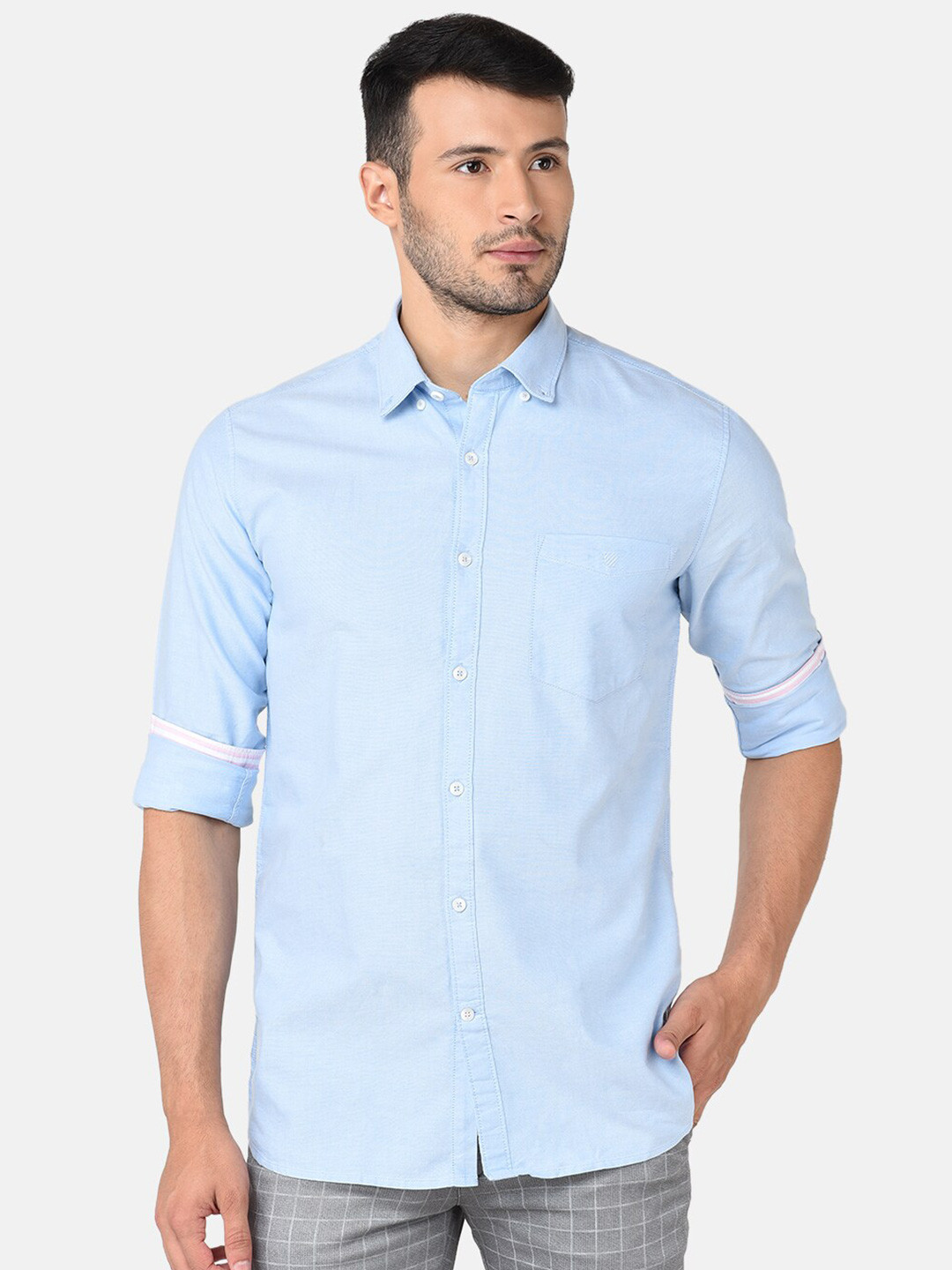 

J Hampstead Men Blue Classic Slim Fit Casual Shirt