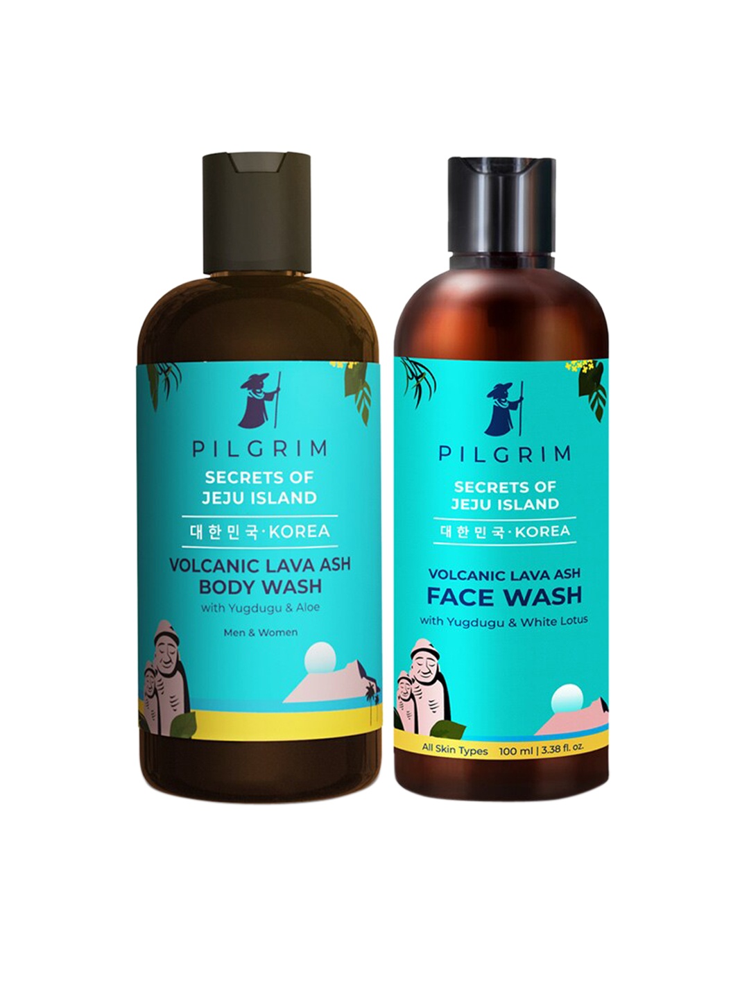 

Pilgrim Jeju Islands Deep Cleansing Combo for Clear & Glowing Skin 100 ml Each, Teal