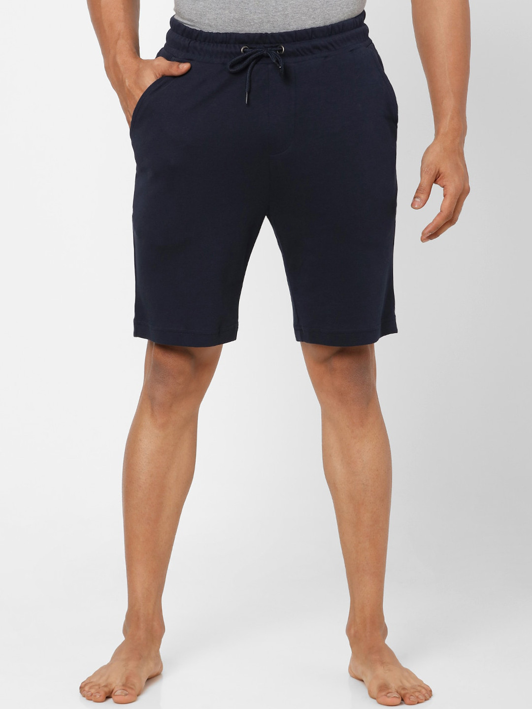 

Ajile by Pantaloons Men Navy Blue Slim Fit Pure Cotton Lounge Shorts