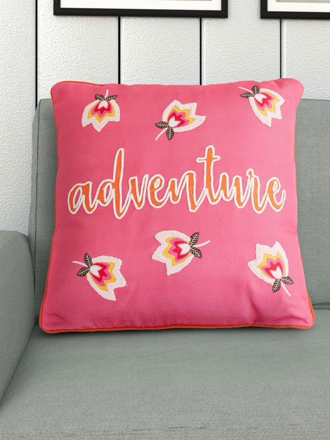 

Home Centre Pink Floral Printed Square Cushion