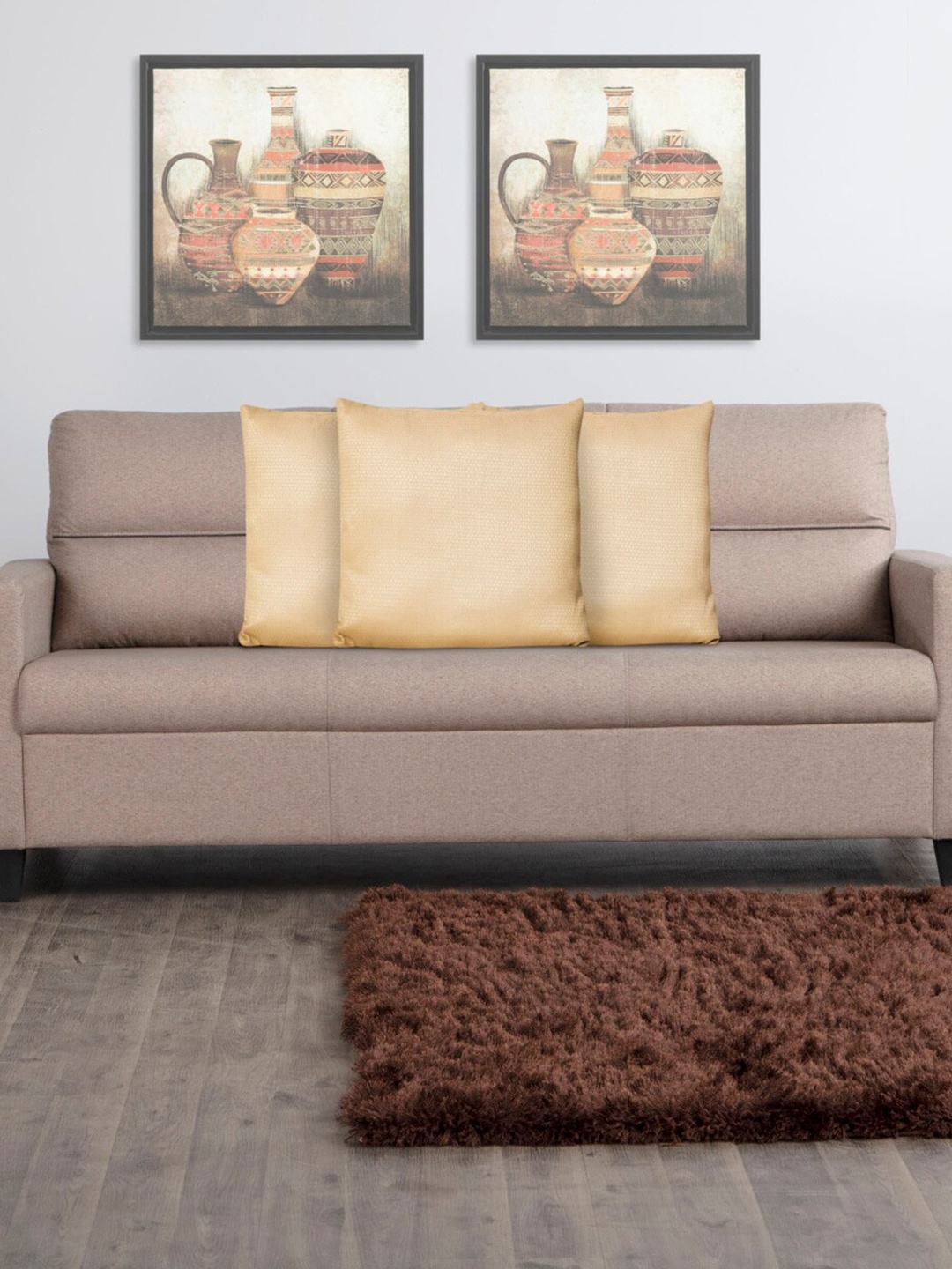 

Home Centre Aspen Beige Set Of 3 Square Textured Filled Cushion