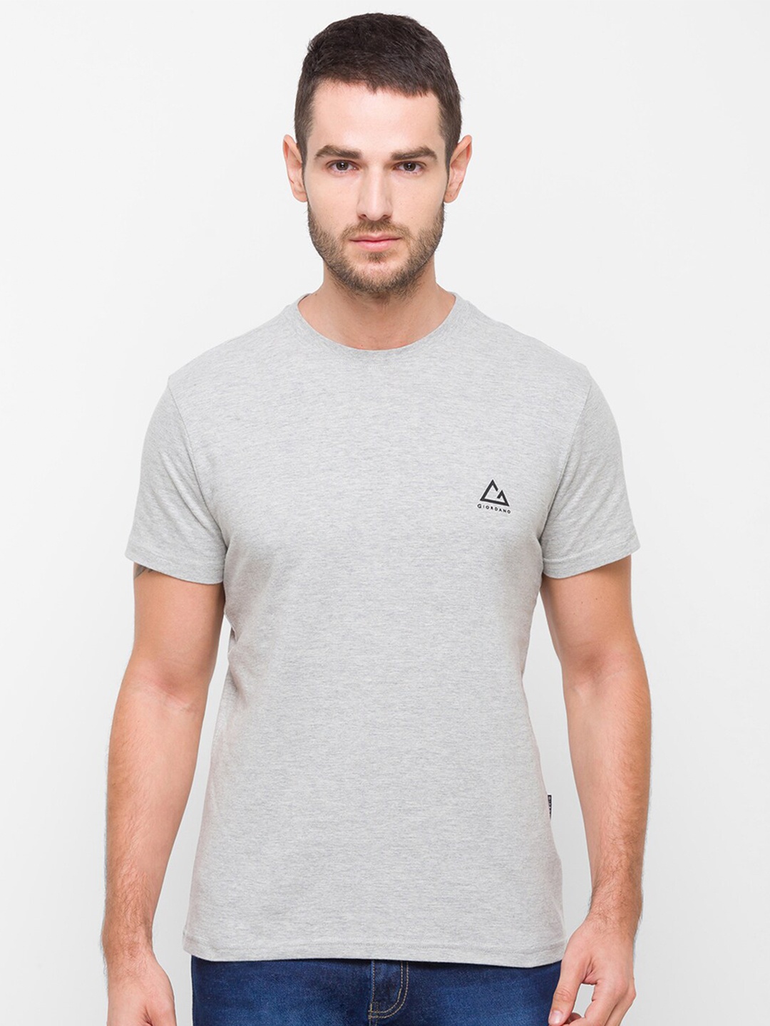 

GIORDANO Men Grey Slim Fit T-shirt