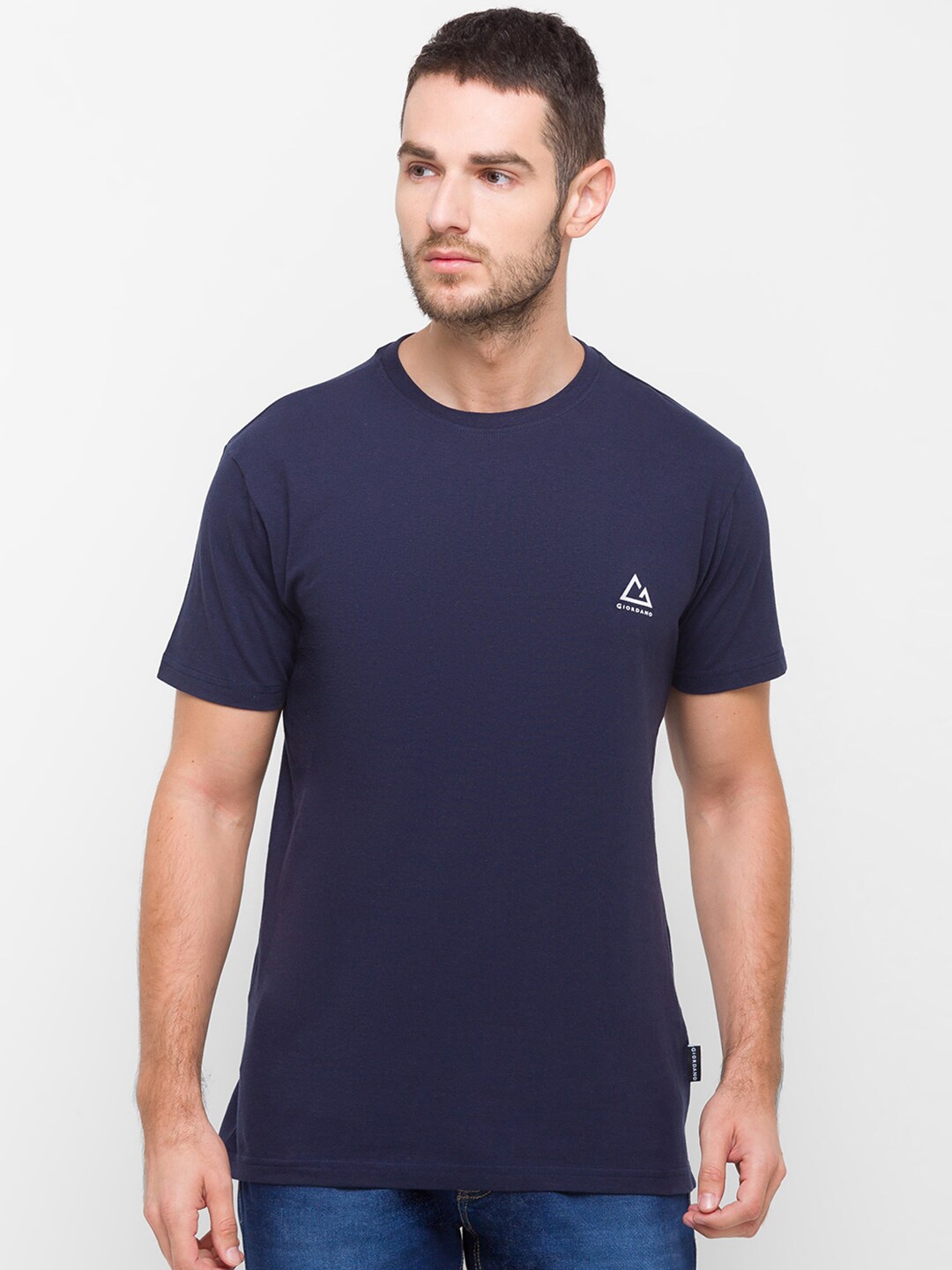 

GIORDANO Men Navy Blue Slim Fit T-shirt