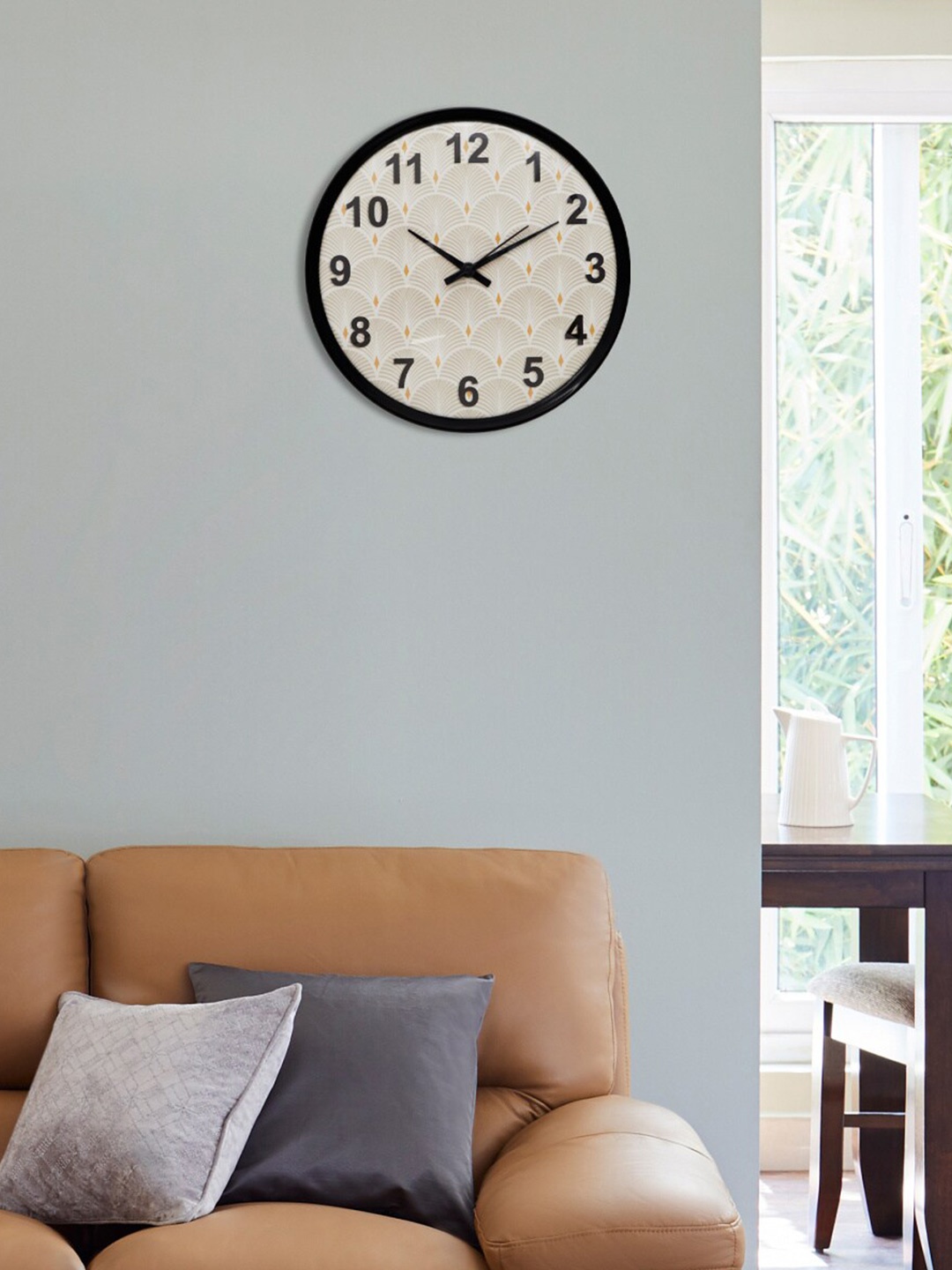 

Home Centre Casablanca Beige Scallop Printed Round Analogue Wall Clock