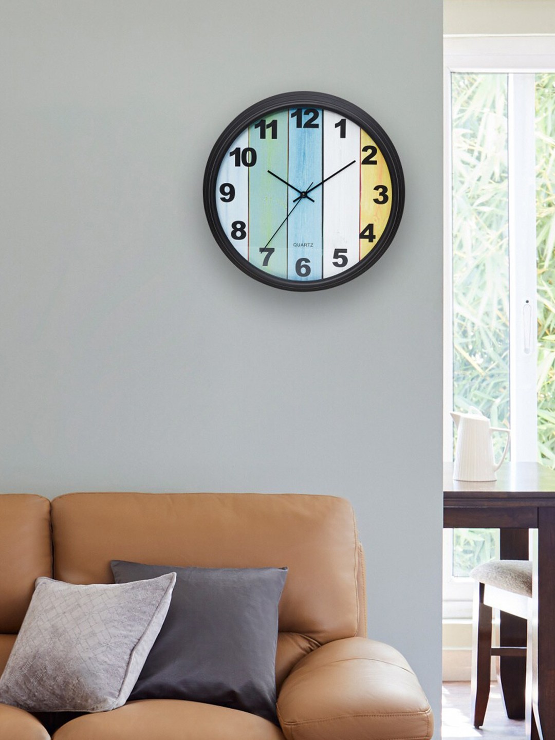 

Home Centre Multicoloured Striped Printed Analogue Contemporary Wall Clock, Multi
