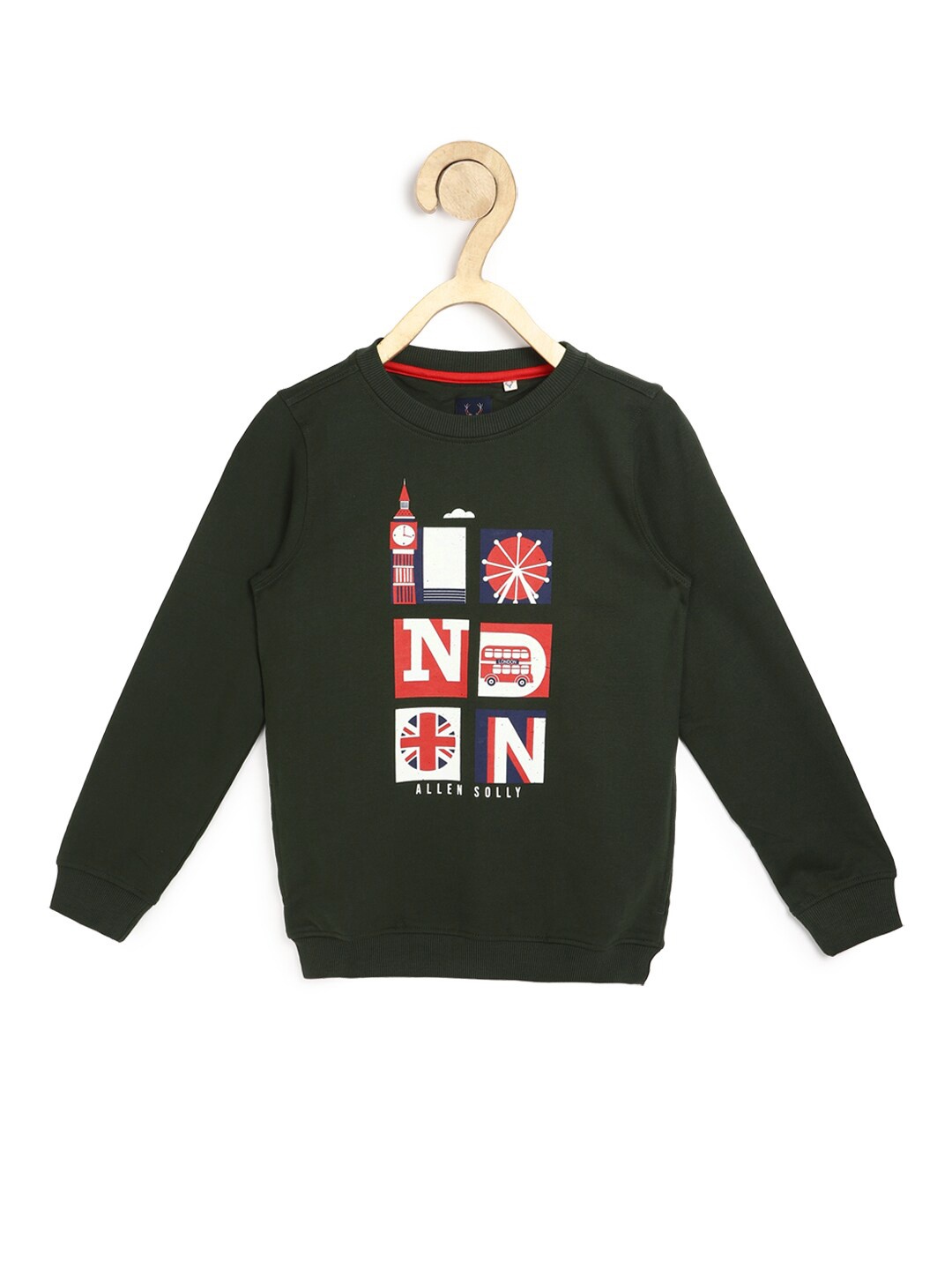 

Allen Solly Junior Boys Olive Green Printed Sweatshirt