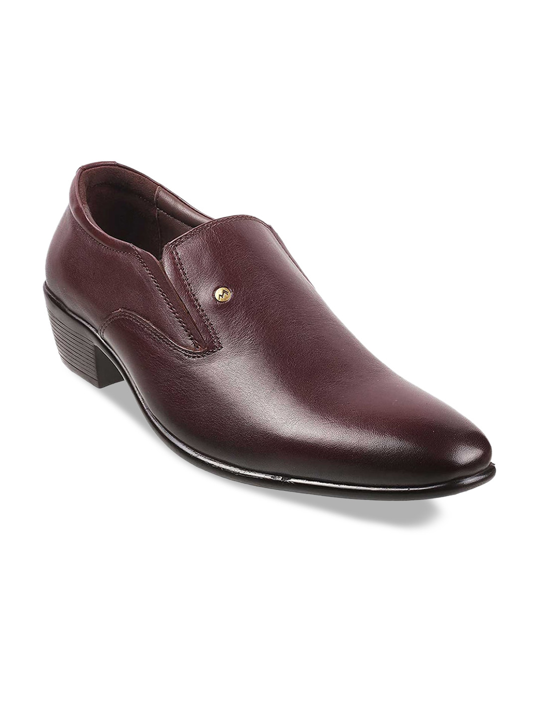 

Metro Men Maroon Leather Formal Slip-On Shoes