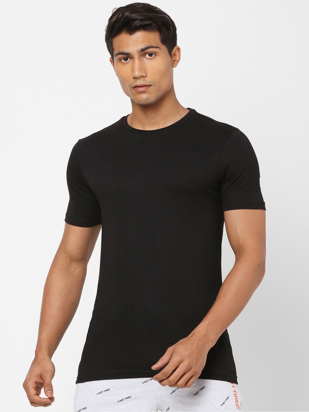 

Ajile by Pantaloons Men Black Slim Fit Lounge T-shirt