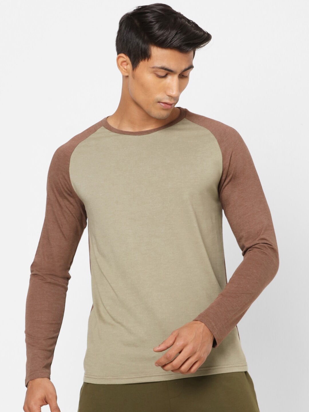 

Ajile by Pantaloons Men Brown Slim Fit Pure Cotton Lounge T-shirt