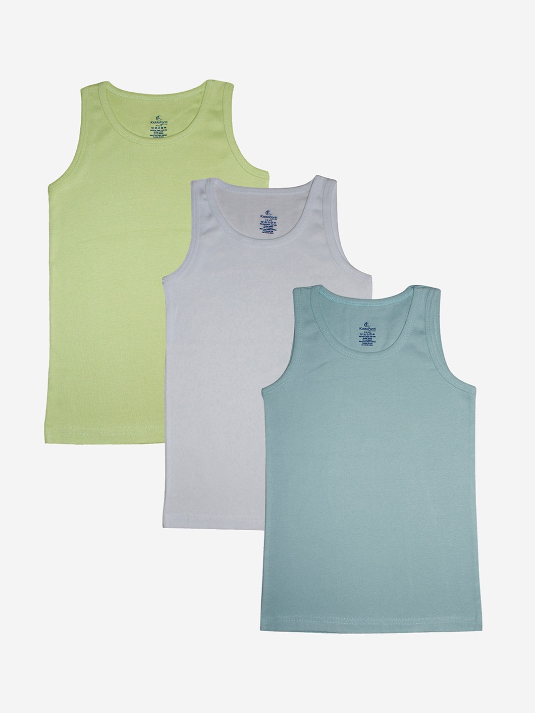 

KiddoPanti Pack of 3 Boys Solid Rib Vest, Lime green