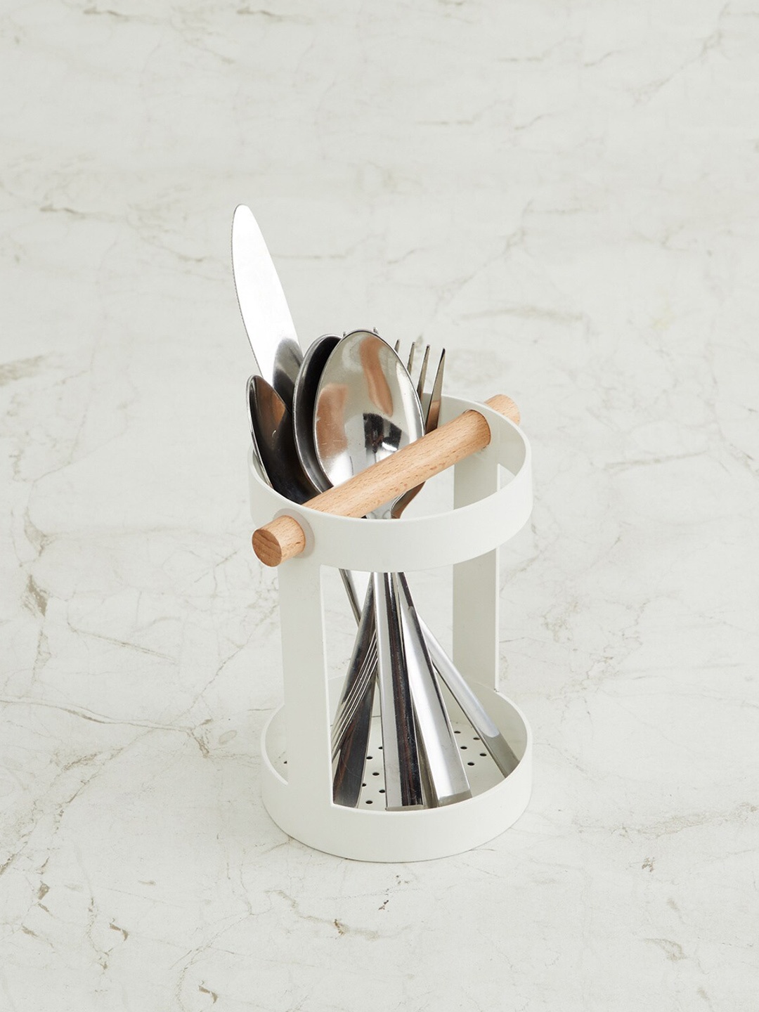 

Home Centre Off White Solid Orion Mattle Metal Utensil Holder