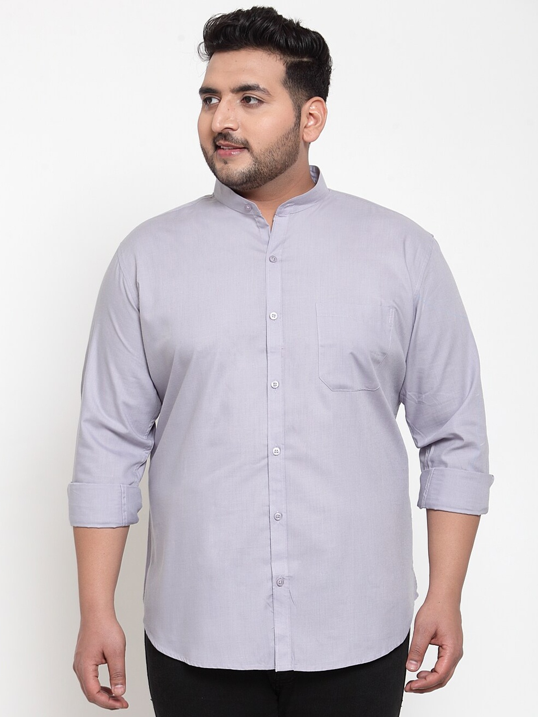 

plusS Men Purple Casual Cotton Shirt