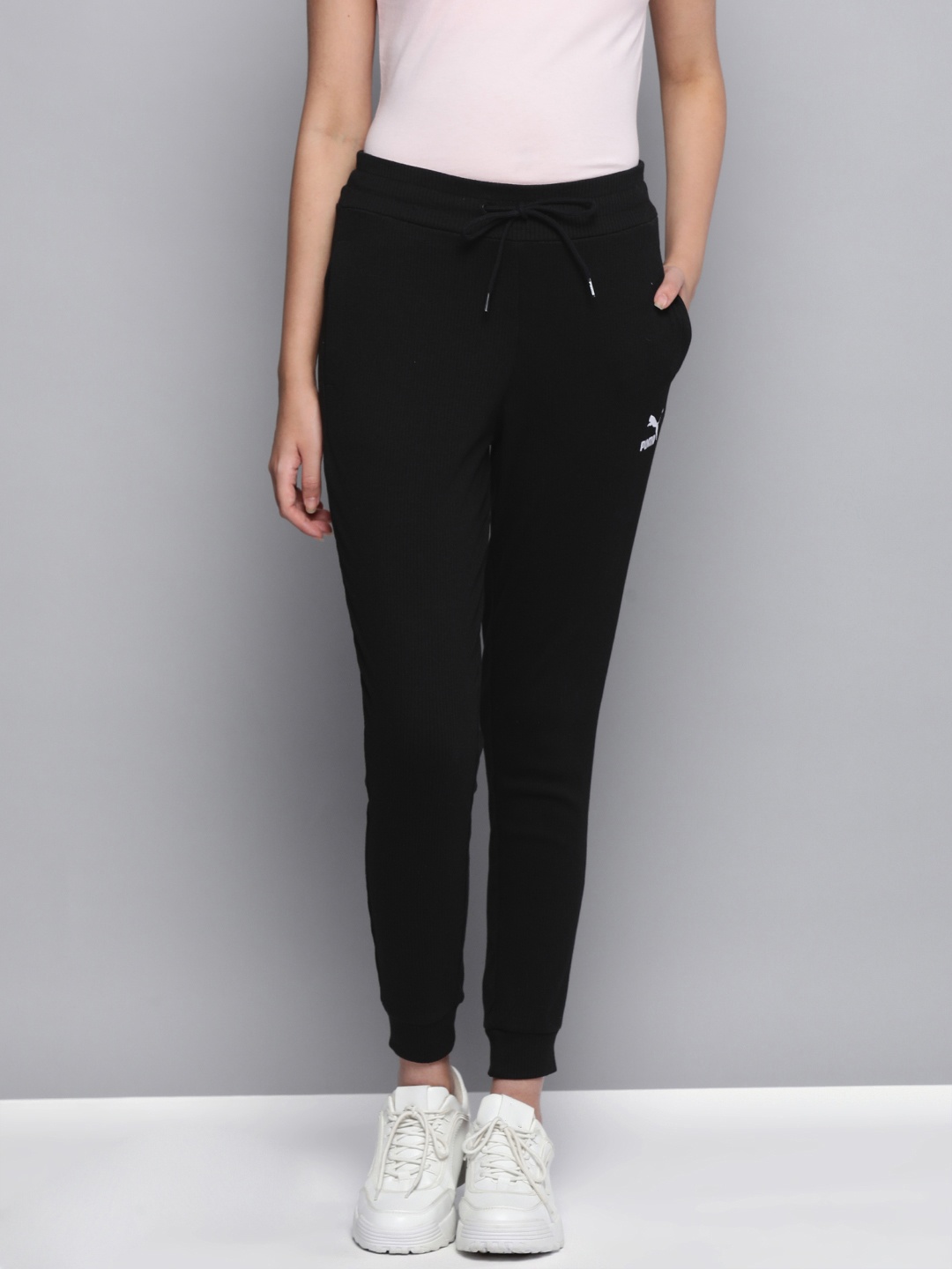 

Puma Women Black Solid Slim Fit Classics Ribbed Sustainable Joggers