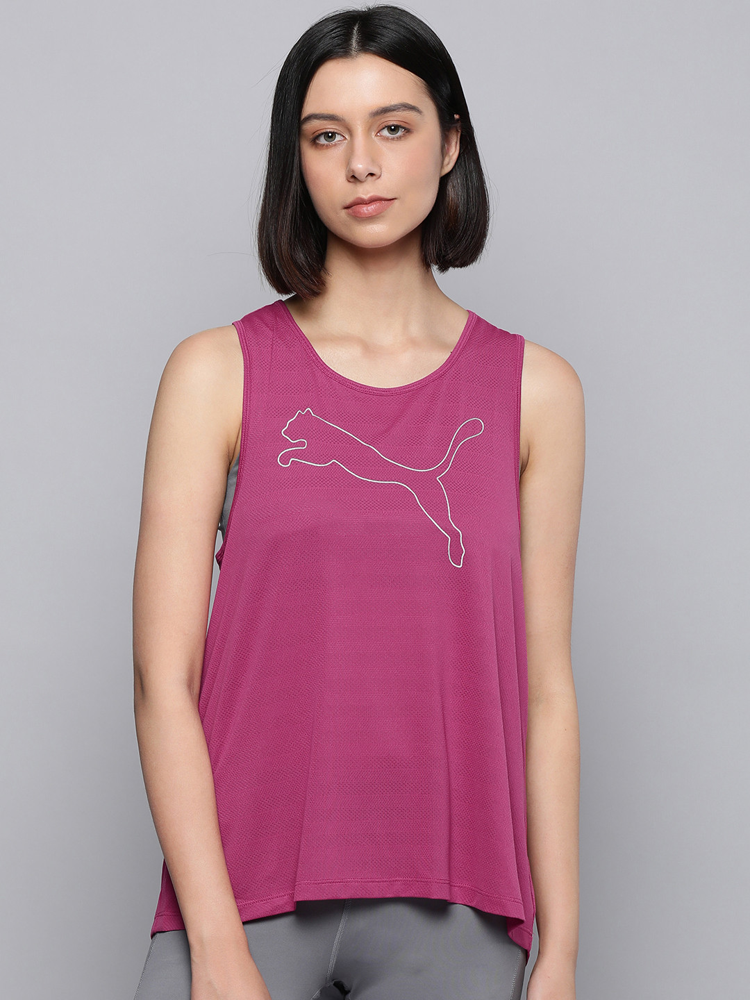 

Puma Fuchsia Pink Brand Logo Print Sleeveless Loose Tank Top
