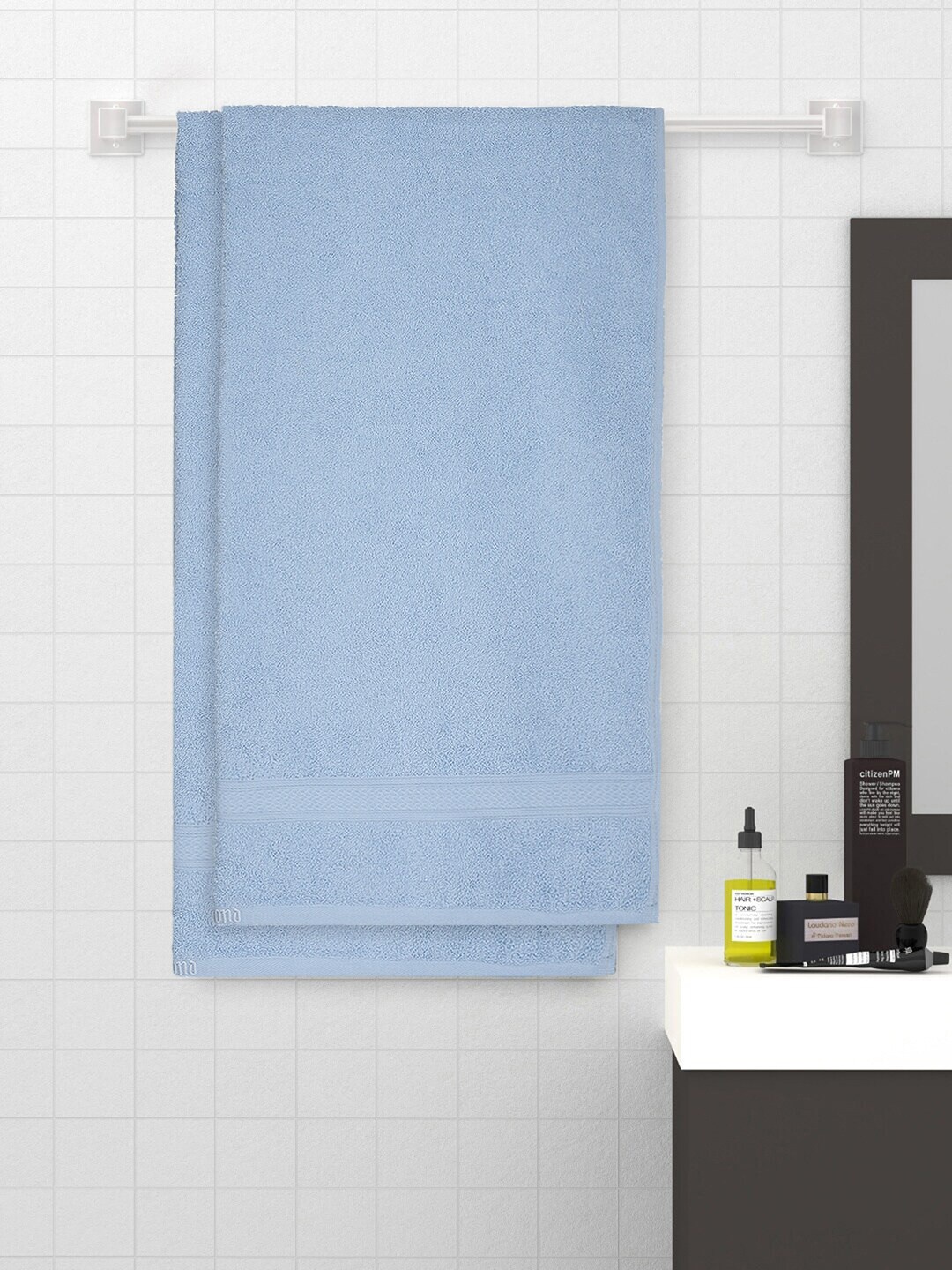 

Raymond Home Set Of 2 Solid Cotton 450 GSM Towels, Blue