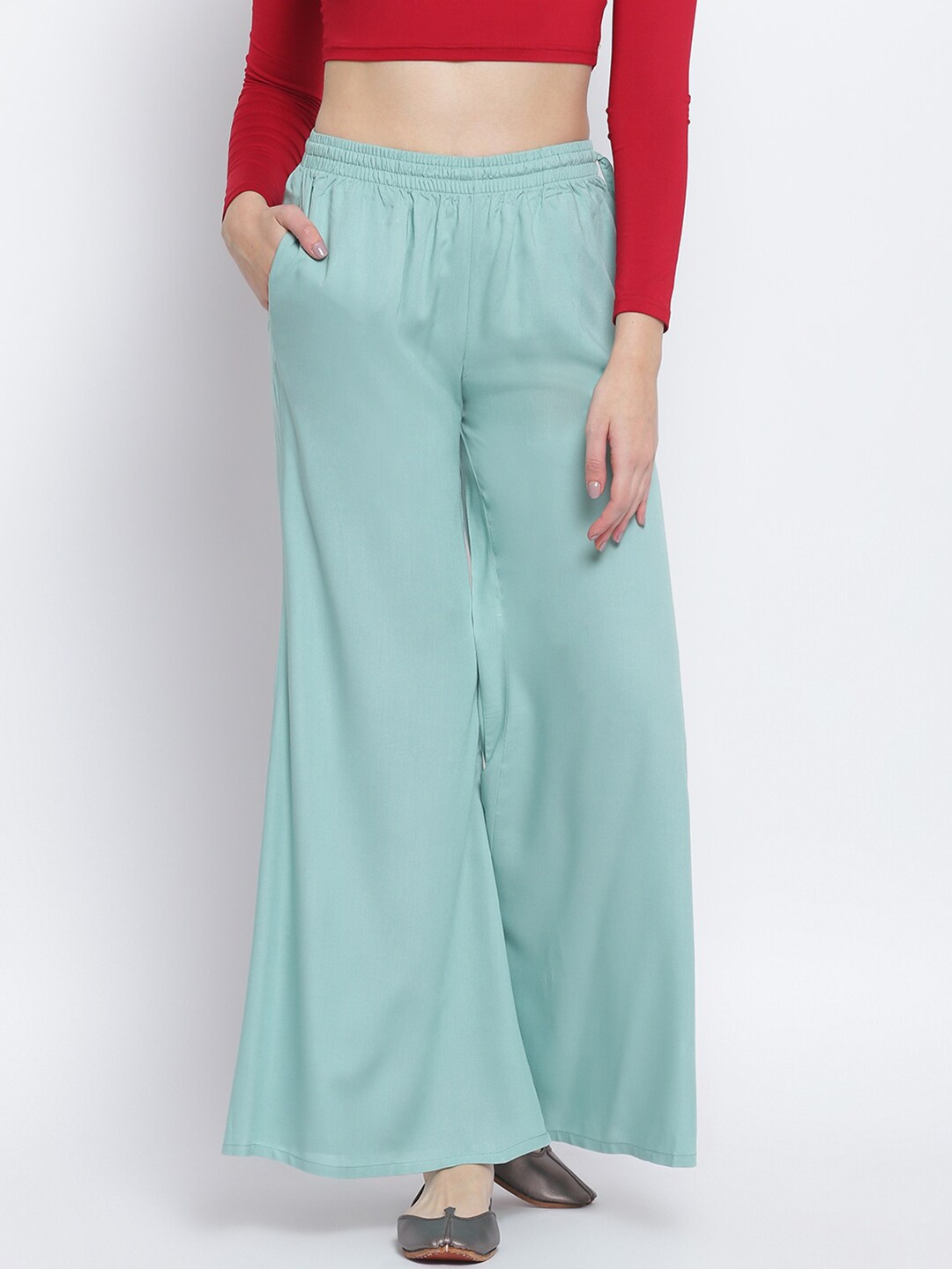 

Lakshita Women Blue Flared Chambray Palazzos
